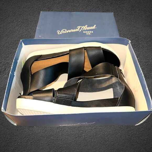 Universal Thread Women’s Size 9.5 Hummingbird Ankle Strap Sandals Black - Picture 8 of 9